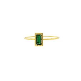 1928 14k Gold Dipped Rectangle Crystal Ring