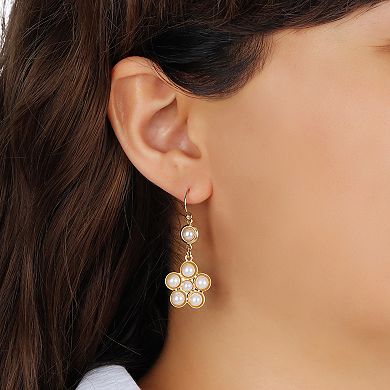 1928 14k Gold Dipped Faux Pearl Wire Drop Earrings