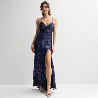 Juniors' Spilling Tea Pattern Sequin Corset Dress