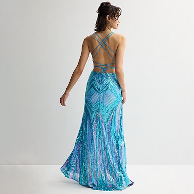 Juniors' Spilling Tea Sequin Corset Dress