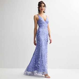 Juniors' Spilling Tea Glitter Mesh V-Neck Tie Back Dress
