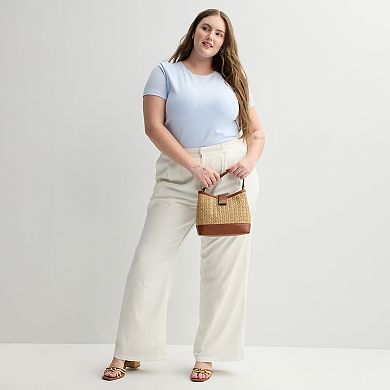 Juniors' Plus Size SO® Short Sleeve Lined Crewneck T-Shirt