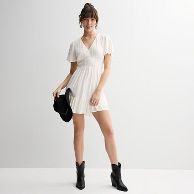 Juniors' Rewind Flutter Sleeve Skater Dress
