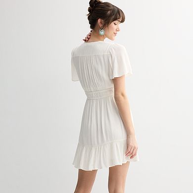 Juniors' Rewind Flutter Sleeve Skater Dress