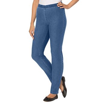 Woman Within Plus Size Tall Pull-On Elastic-Waist Stretch Fineline Denim Jeans