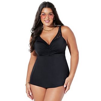 Swimsuits for All Women's Bra Sized Crochet Underwire Tankini Top