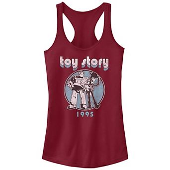 Disney / Pixar's Toy Story Buzz Lightyear And Woody 1995 Stamp Juniors' Racerback Tank Top