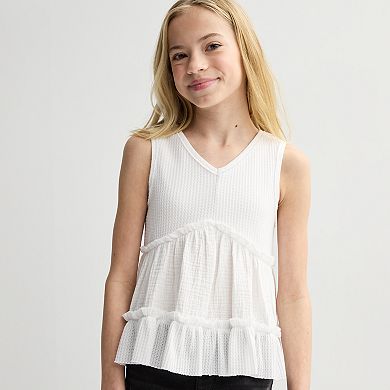 Girls 7-16 Speechless V-Neck Waffle Ruffle Tank Top
