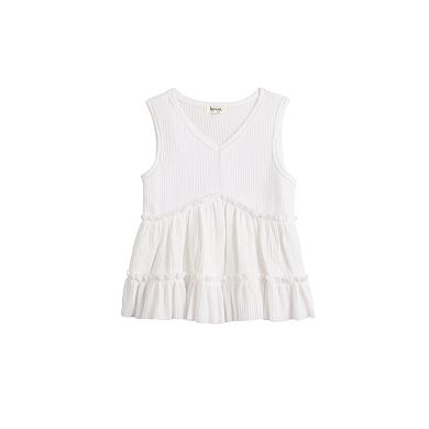 Girls 7-16 Speechless V-Neck Waffle Ruffle Tank Top