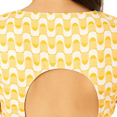 Juniors' Hurley Jacquard Long Sleeve Crop Swim Top