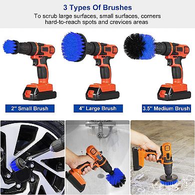 3-Piece Drill Brush Set, Power Scrubber Cleaning Brushes for Car, Carpet, Wall, Tile & Tub