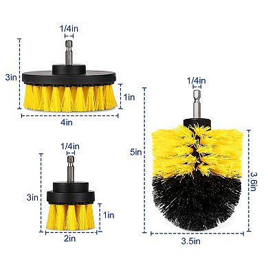 3-Piece Drill Brush Set, Power Scrubber Cleaning Brushes for Car, Carpet, Wall, Tile & Tub