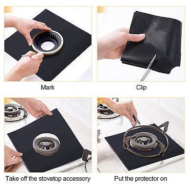 4-Pack Reusable Nonstick Stovetop Burner Protector Liners for Easy Cleaning
