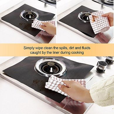 4-Pack Reusable Nonstick Stovetop Burner Protector Liners for Easy Cleaning