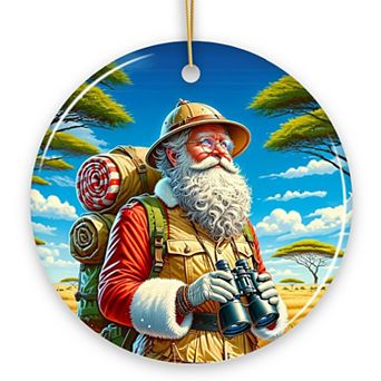 Santa Claus on a Safari Adventure Ornament, Christmas Gift and Decor for Explorers