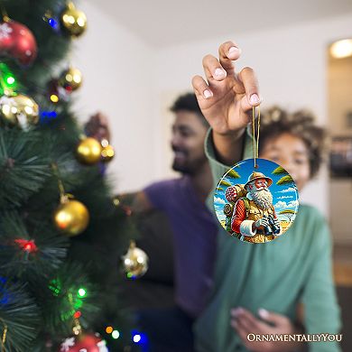 Santa Claus on a Safari Adventure Ornament, Christmas Gift and Decor for Explorers