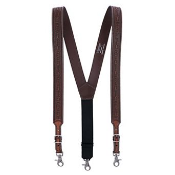Men's Antique Leather Buckle Suspenders With Detail Inlay
