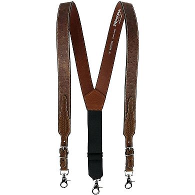 Men's Big & Tall Leather Ostrich Print Suspenders
