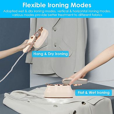 1200W Foldable Handheld Garment Steamer, Wet/Dry Ironing, Portable Clothes Wrinkle Remover with Temp