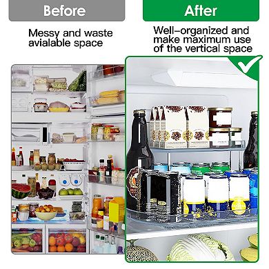 2-Tier Rectangular Turntable Organizer 360° Rotating Storage Rack for Kitchen