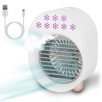 4-in-1 Mini Desktop Air Conditioner Fan USB Cooling, Humidifier, Evaporative, 3 Speeds