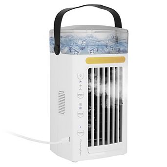 4-in-1 Portable Air Conditioner Fan Evaporative Water Mist Cooler with 3 Speeds & Nightlight