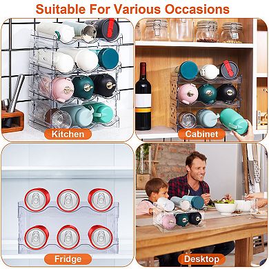 4-Tier Bottle Storage Shelf, Stackable Transparent Organizer Holds 12 Bottles