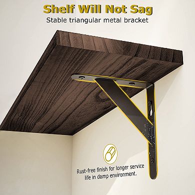 4 Pack Corner Floating Shelves Wall Mount Storage Organizer Wood Metal for Bedroom Living Room
