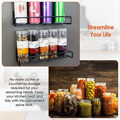 4-Pack Magnetic Spice Rack Organizer for Fridge, Jars, Utensils & Seasonings