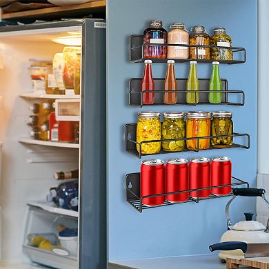 4-Pack Magnetic Spice Rack Organizer for Fridge, Jars, Utensils & Seasonings