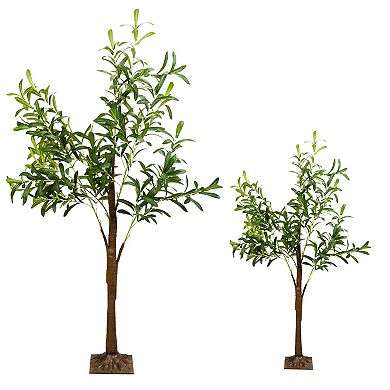 4FT Lighted Olive Tree 180 LED Artificial Tree with Remote, 8 Modes & Warm White Lights