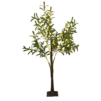 4FT Lighted Olive Tree 180 LED Artificial Tree with Remote, 8 Modes & Warm White Lights