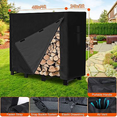 4FT Firewood Log Rack Cover Rectangular Wood Rack Cover