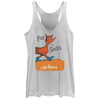 Juniors' Dr. Seuss Fox In Socks Book Cover Racerback Tank Top