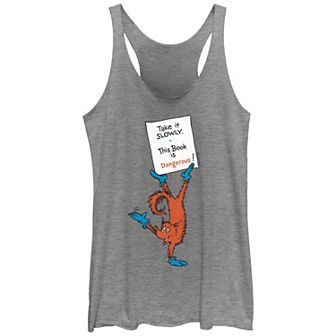 Juniors' Dr. Seuss Fox In Socks Take It Slowly This Book Is Dangerous Racerback Tank Top