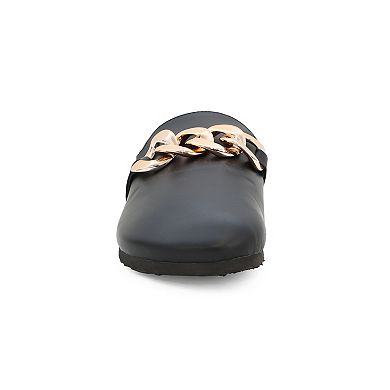 Yoki Nikki Women's Thick Chain Detail Slip On Mules