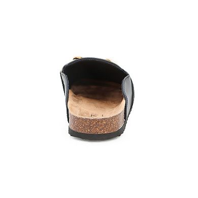 Yoki Nikki Women's Thick Chain Detail Slip On Mules