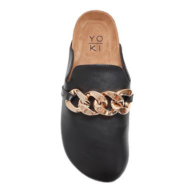 Yoki Nikki Women's Thick Chain Detail Slip On Mules