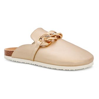 Yoki Nikki Women's Thick Chain Detail Slip On Mules