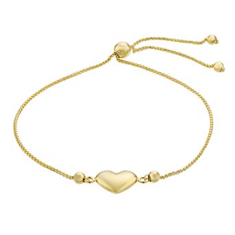 Karat Rush 14k Gold Puff Heart Bolo Bracelet