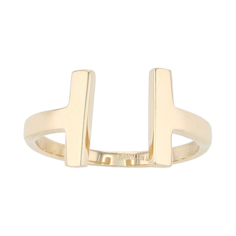 14k Gold Open Double Bar Ring, Women's, Size: 7