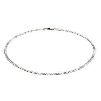 Karat Rush 14 White Gold Comfort Diamond-Cut Curb Anklet