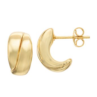 Karat Rush 14k Gold Crossover Half Hoop Earrings
