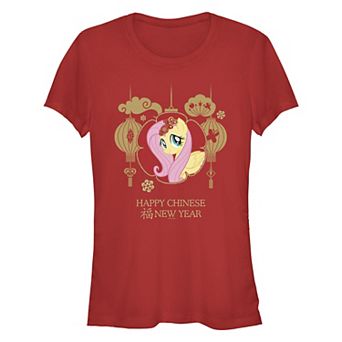 Juniors' My Little Pony Fluttershy Happy Chinese New Year Fitted Graphic Tee