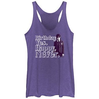 Juniors' Wednesday Birthday Yes Happy Never Racerback Tank Top