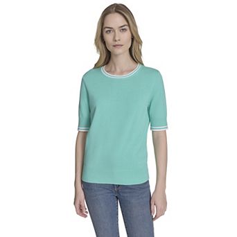 Women's Nautica Short Sleeve Tipped Sweater