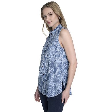 Women's Nautica Solid Sleeveless Button Down Tunic