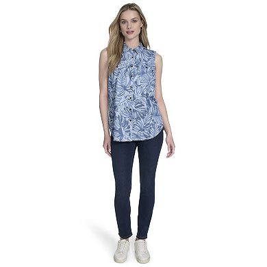Women's Nautica Solid Sleeveless Button Down Tunic