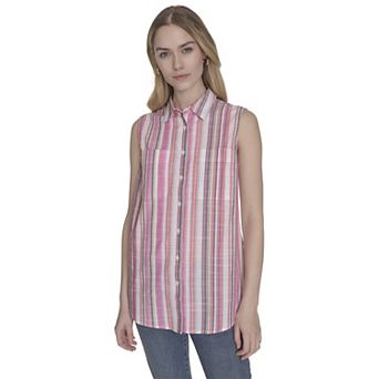 Women's Nautica Solid Sleeveless Button Down Tunic
