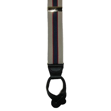 CTM Men's Elastic Button End Stripe Dress Suspenders